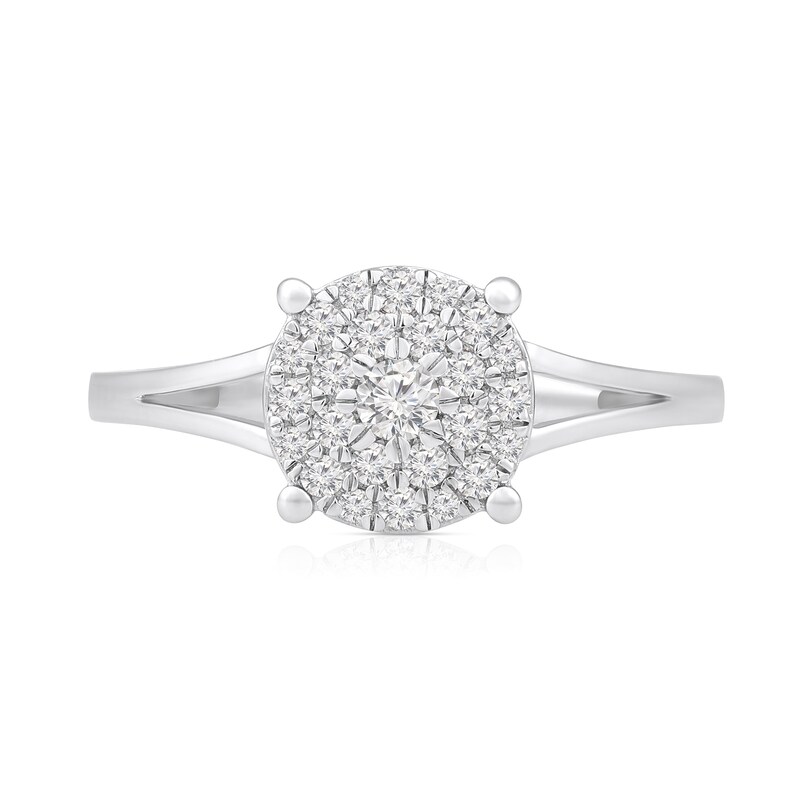 1/3 CT. T.W. Multi-Diamond Center Split Shank Fashion Ring in 10K White Gold