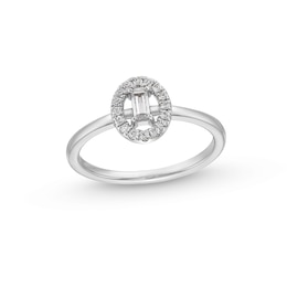 1/4 CT. T.W. Baguette Diamond Open Oval-Shaped Frame Ring in 10K White Gold
