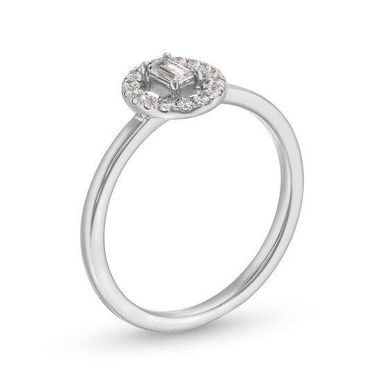 1/4 CT. T.w. Baguette Diamond Open Oval-Shaped Frame Ring in 10K White Gold