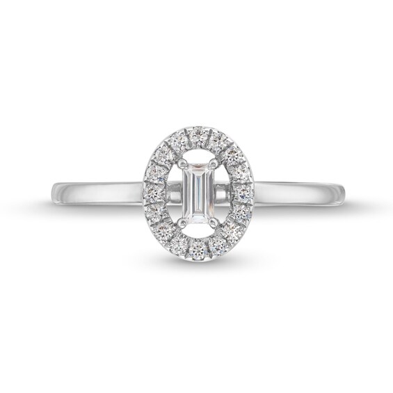 1/4 CT. T.w. Baguette Diamond Open Oval-Shaped Frame Ring in 10K White Gold