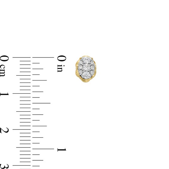 1/4 CT. T.w. Oval-Shaped Multi-Diamond Scallop Edge Stud Earrings in 10K Gold