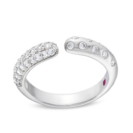 1/2 CT. T.W. Diamond Pavé and Bubbles Open Shank Ring in 10K White Gold