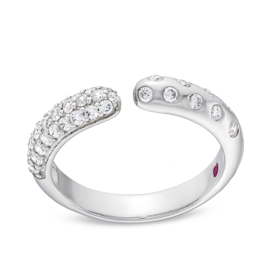1/2 CT. T.w. Diamond PavÃ© and Bubbles Open Shank Ring in 10K White Gold