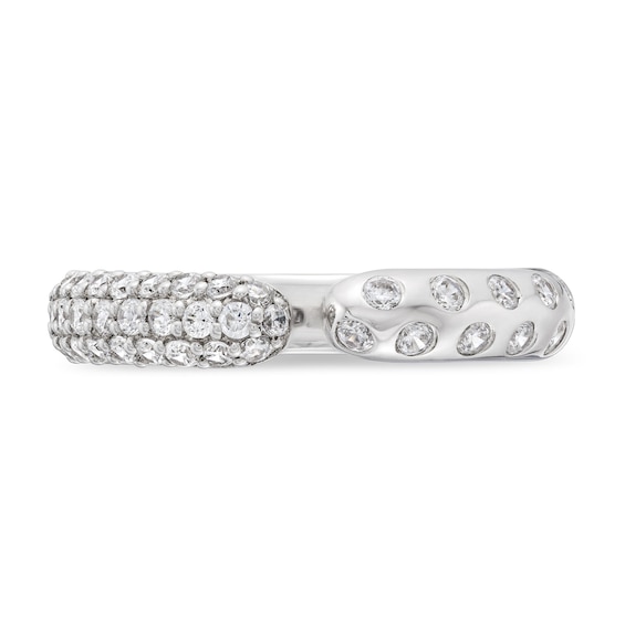 1/2 CT. T.w. Diamond Pavé and Bubbles Open Shank Ring in 10K White Gold