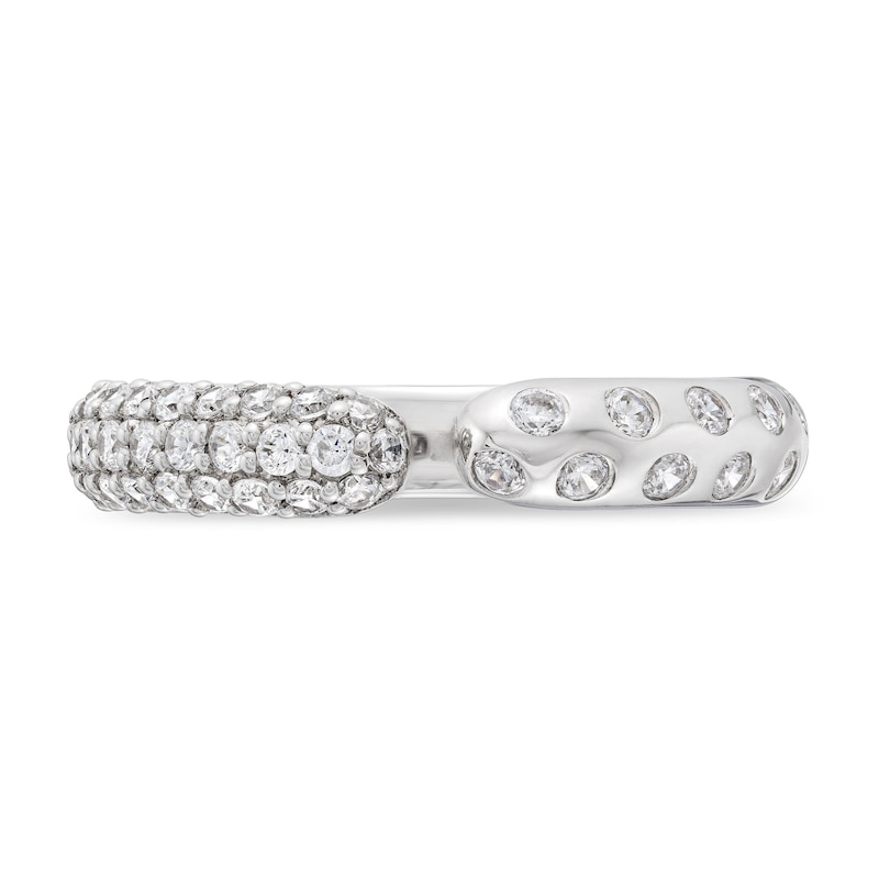 1/2 CT. T.W. Diamond Pavé and Bubbles Open Shank Ring in 10K White Gold