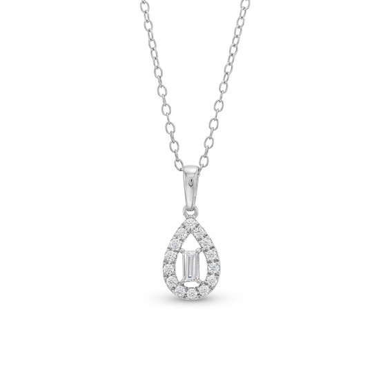 1/4 CT. T.w. Baguette Diamond Open Teardrop-Shaped Frame Pendant in 10K Gold