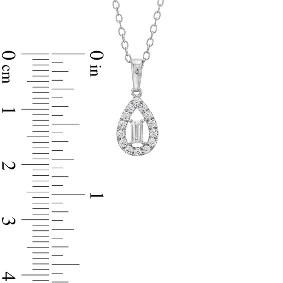 1/4 CT. T.w. Baguette Diamond Open Teardrop-Shaped Frame Pendant in 10K White Gold