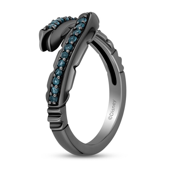 Enchanted Disney Villains Ursula London Blue Topaz Eels Bypass Ring in Sterling Silver with Black Rhodium Plate