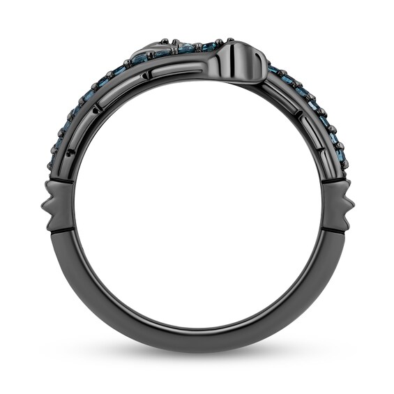 Enchanted Disney Villains Ursula London Blue Topaz Eels Bypass Ring in Sterling Silver with Black Rhodium Plate