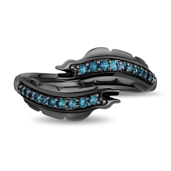 Enchanted Disney Villains Ursula London Blue Topaz Eels Bypass Ring in Sterling Silver with Black Rhodium Plate