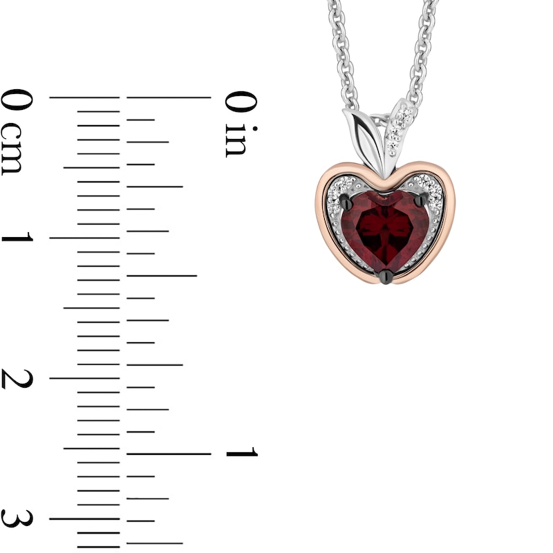 Main Image 4 of Enchanted Disney Heart-Shaped Garnet and Diamond Apple and Dagger Two Piece Pendant Set in Sterling Silver - 19”