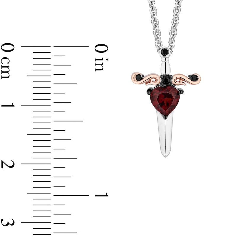Main Image 7 of Enchanted Disney Heart-Shaped Garnet and Diamond Apple and Dagger Two Piece Pendant Set in Sterling Silver - 19”