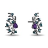 Thumbnail Image 2 of Enchanted Disney Villains Ursula Amethyst, Blue Topaz and 1/10 CT. T.W. Diamond Coral Stud Earrings in Sterling Silver