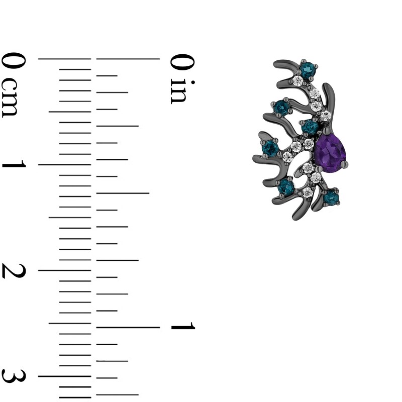 Main Image 3 of Enchanted Disney Villains Ursula Amethyst, Blue Topaz and 1/10 CT. T.W. Diamond Coral Stud Earrings in Sterling Silver