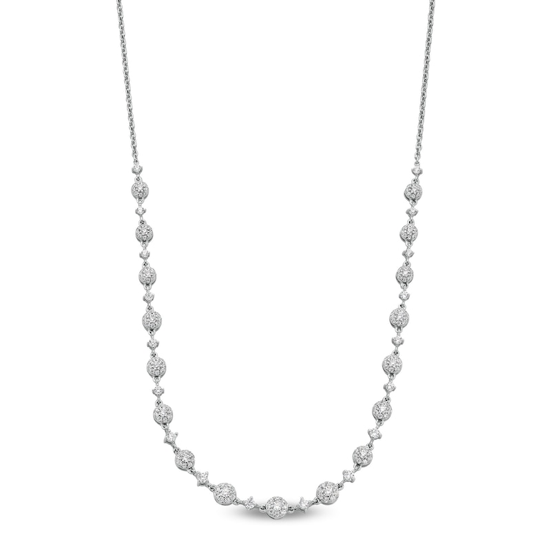 Main Image 1 of 1 CT. T.W. Multi-Diamond Alternating Necklace in 10K White Gold - 17”