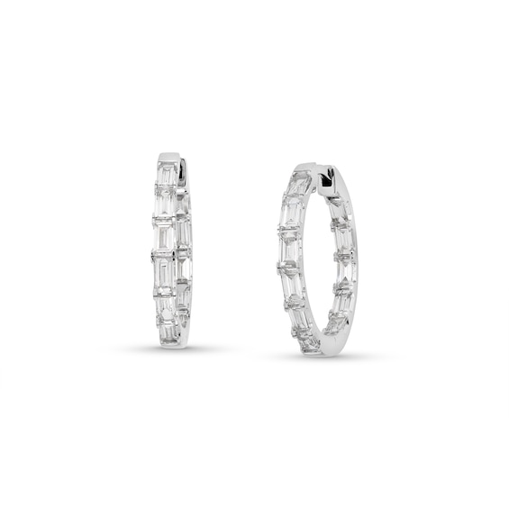 1-1/2 CT. T.w. Baguette Lab-Grown Diamond Inside-Out Hoop Earrings in 14K White Gold (F/Vs2)