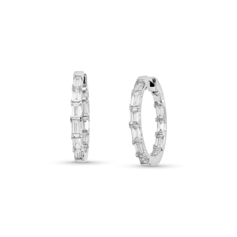 Main Image 1 of 1-1/2 CT. T.W. Baguette Certified Lab-Grown Diamond Inside-Out Hoop Earrings in 14K White Gold (F/VS2)