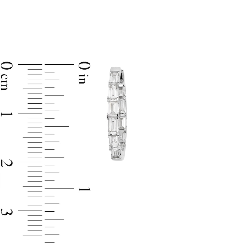 Main Image 3 of 1-1/2 CT. T.W. Baguette Certified Lab-Grown Diamond Inside-Out Hoop Earrings in 14K White Gold (F/VS2)