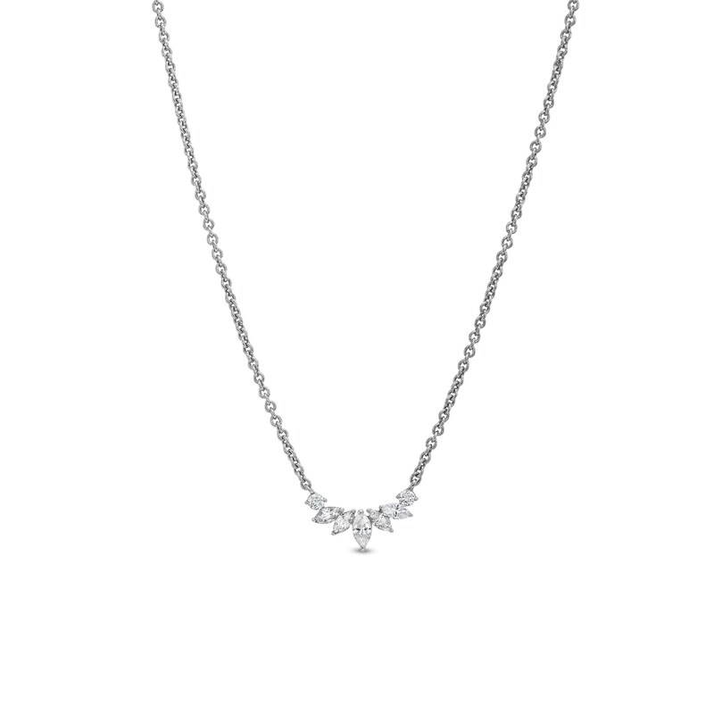 Main Image 1 of 1/5 CT. T.W. Marquise and Round Diamond Curved Necklace in 10K White Gold