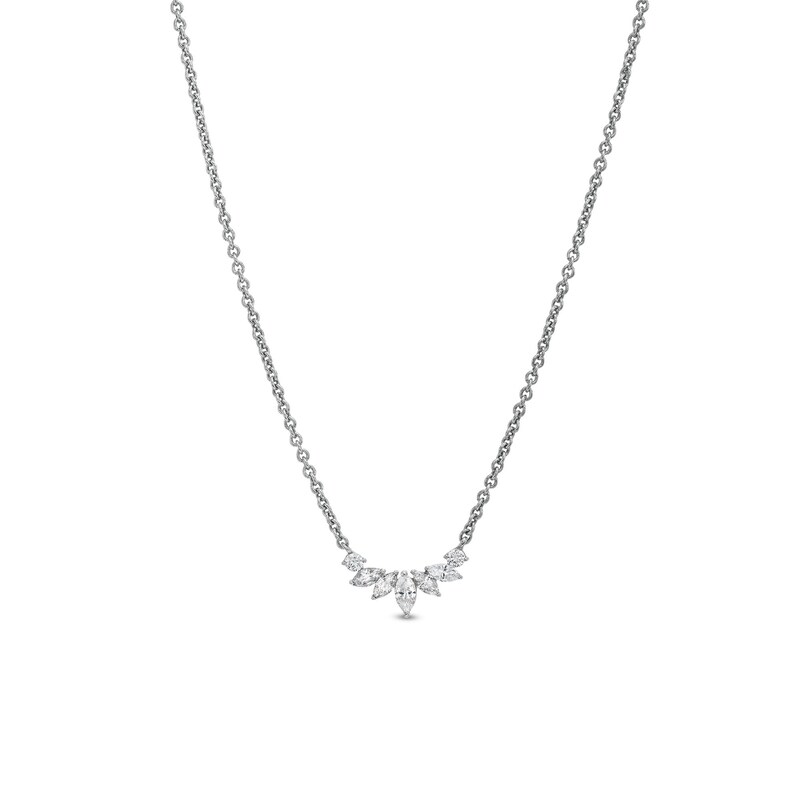 1/5 CT. T.W. Marquise and Round Diamond Curved Necklace in 10K White Gold