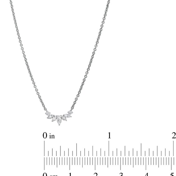1/5 CT. T.w. Marquise and Round Diamond Curved Necklace in 10K White Gold