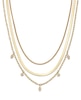 Thumbnail Image 1 of 1/6 CT. T.W. Multi-Diamond Dangle Triple Strand Chain Necklace in 10K Gold - 17”