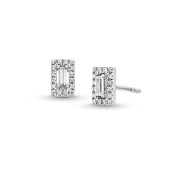 1/4 CT. T.W. Baguette Diamond Rectangle Frame Stud Earrings in 10K White Gold