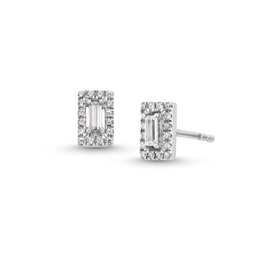 1/4 CT. T.w. Baguette Diamond Rectangle Frame Stud Earrings in 10K Gold