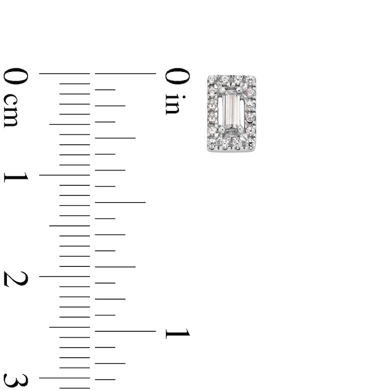 Main Image 3 of 1/4 CT. T.W. Baguette Diamond Rectangle Frame Stud Earrings in 10K White Gold