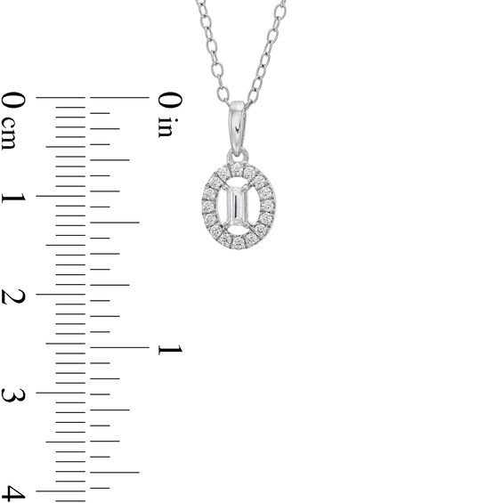 1/4 CT. T.w. Baguette Diamond Open Oval-Shaped Frame Pendant in 10K White Gold