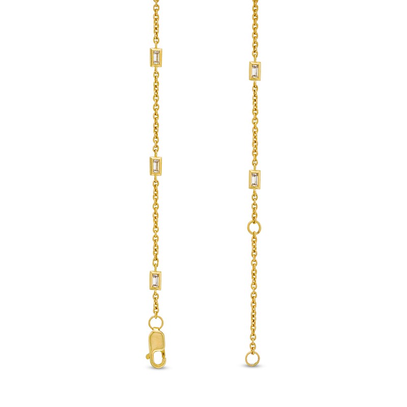 Main Image 3 of 1/4 CT. T.W. Baguette Diamond Seven Stone Station Bracelet in 10K Gold - 7.25"