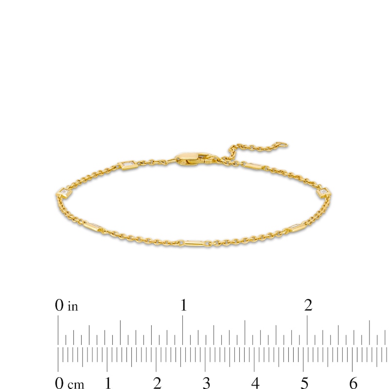 Main Image 4 of 1/4 CT. T.W. Baguette Diamond Seven Stone Station Bracelet in 10K Gold - 7.25"