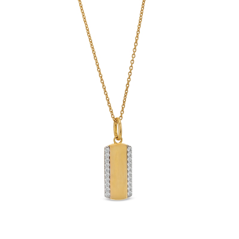 1/6 CT. T.W. Diamond Border Dog Tag Pendant in 10K Gold