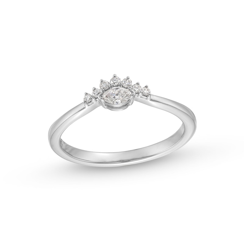 1/6 CT. T.W. Marquise and Round Diamond Contour Promise Ring in 10K White Gold