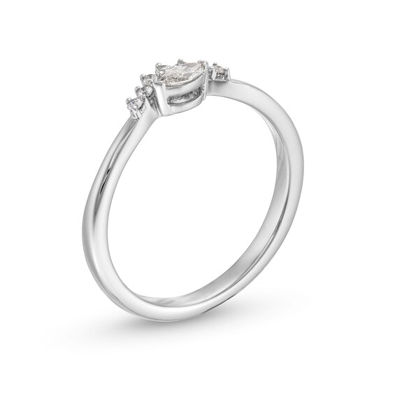 1/6 CT. T.w. Marquise and Round Diamond Sunburst Contour Promise Ring in 10K White Gold