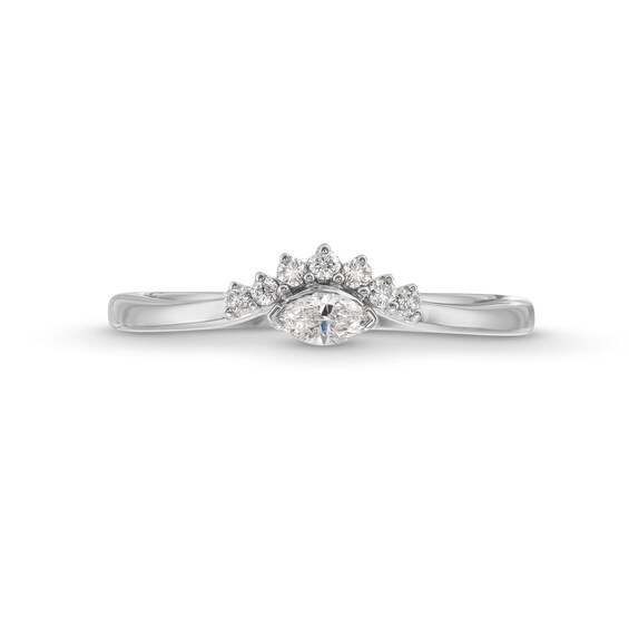 1/6 CT. T.w. Marquise and Round Diamond Sunburst Contour Promise Ring in 10K White Gold