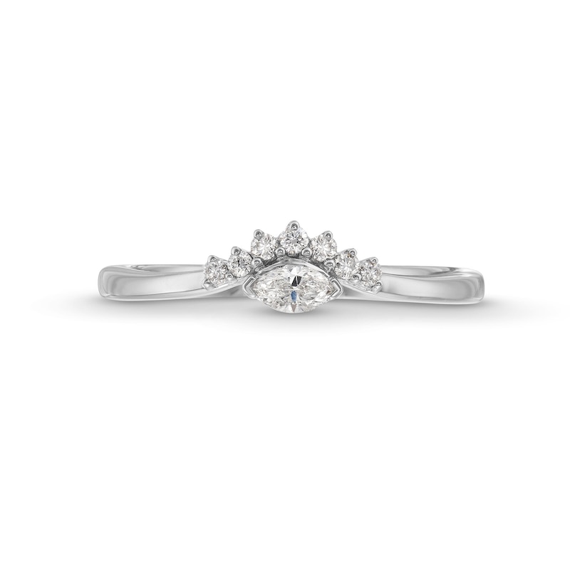 Main Image 4 of 1/6 CT. T.W. Marquise and Round Diamond Sunburst Contour Promise Ring in 10K White Gold