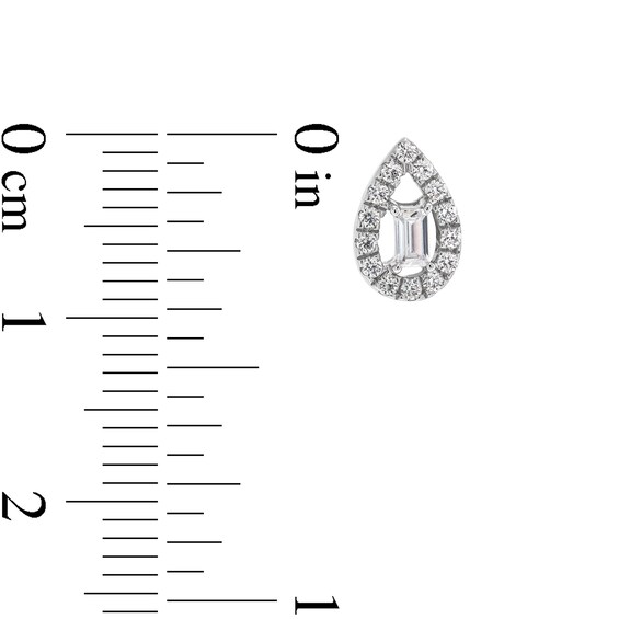 1/4 CT. T.w. Baguette Diamond Open Teardrop-Shaped Frame Stud Earrings in 10K White Gold