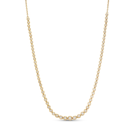 1 CT. T.w. Certified Lab-Grown Diamond Graduated Bezel-Set Necklace in 14K Gold (F/Si2) - 17"