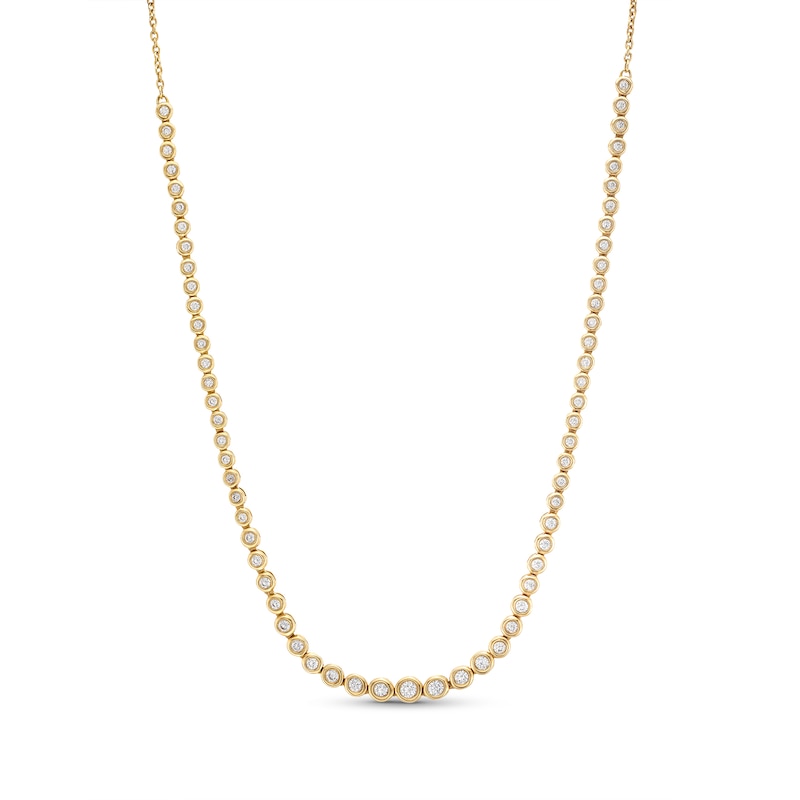 Main Image 1 of 1 CT. T.W. Certified Lab-Grown Diamond Graduated Bezel-Set Necklace in 14K Gold (F/SI2) - 17"