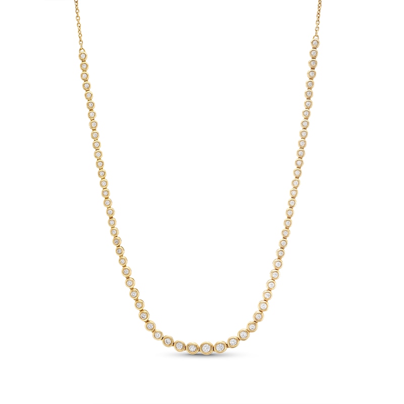 1 CT. T.W. Certified Lab-Created Diamond Graduated Bezel-Set Necklace in 14K Gold (F/SI2) - 17"