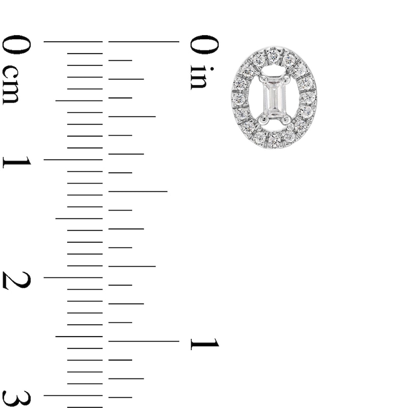 Main Image 3 of 1/4 CT. T.W. Baguette Diamond Open Oval-Shaped Frame Stud Earrings in 10K White Gold