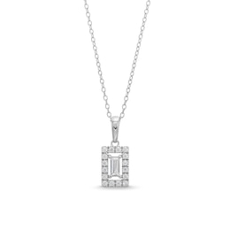 1/4 CT. T.W. Baguette Diamond Rectangle Frame Pendant in 10K White Gold