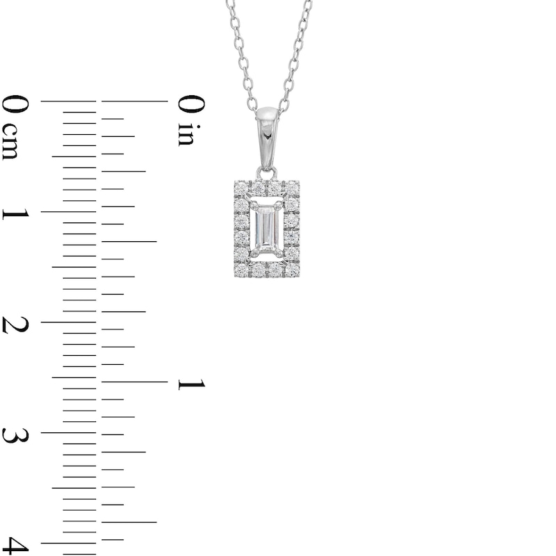 Main Image 3 of 1/4 CT. T.W. Baguette Diamond Rectangle Frame Pendant in 10K White Gold