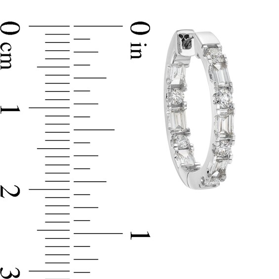 1 CT. T.w. Baguette and Round Certified Lab-Grown Diamond Inside-Out Hoop Earrings in 14K White Gold (F/Vs2)