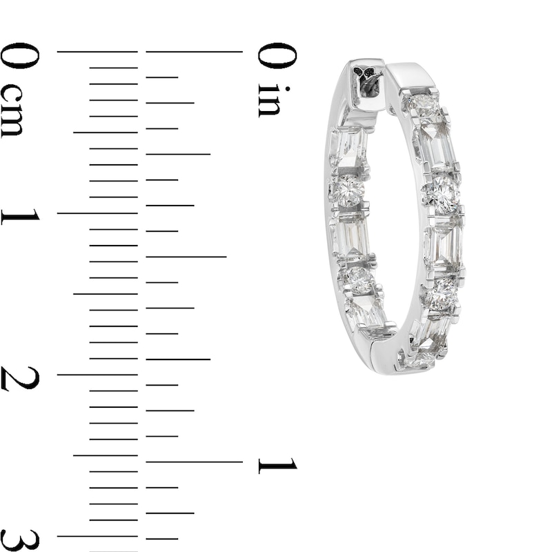 Main Image 3 of 1 CT. T.W. Baguette and Round Certified Lab-Grown Diamond Inside-Out Hoop Earrings in 14K White Gold (F/VS2)