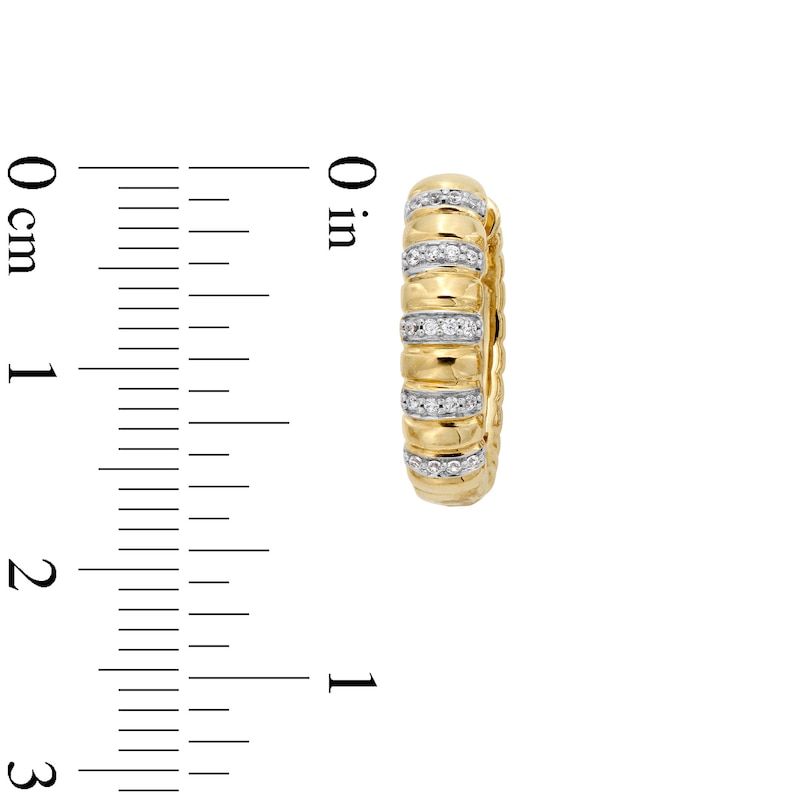 Main Image 3 of 1/10 CT. T.W. Diamond Alternating Bar Hoop Earrings in 10K Gold