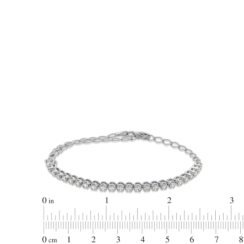 Main Image 3 of 1 CT. T.W. Diamond Double Curb Chain Bracelet in 10K White Gold - 9"