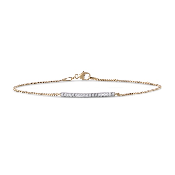 1/5 CT. T.w. Diamond Bar Curb Chain Bracelet in 10K Gold - 7.5"