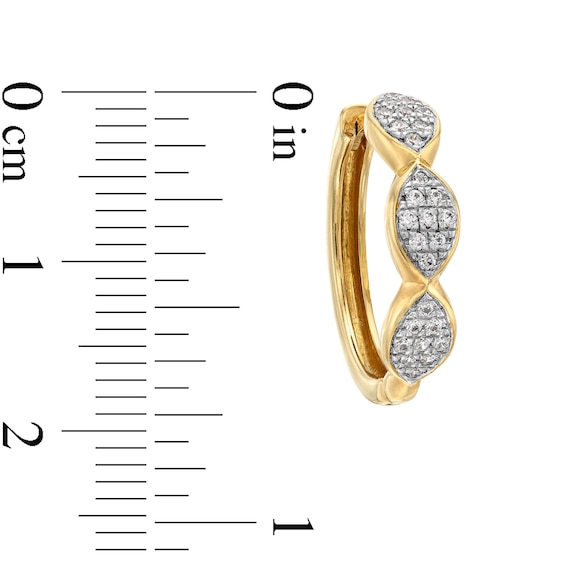 1/4 CT. T.w. Marquise Multi-Diamond Three Stone Hoop Earrings in 10K Gold